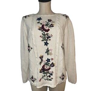 Blair Women’s Vintage Embroidered Beaded Crew Neck Sweater size M Art to Wear